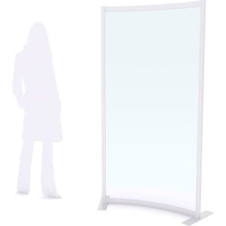 TIER ONE COMMUNICATION Quantum Curved Rigid Stationary Floor Partition, 1-Panel, 36"W x 72"H, Clear, Aluminum Frame FP36X72AC